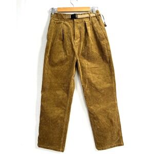 GRAMICCI Corduroy Pants Womens Size S Brown Belted Tapered Leg  Pleated Loose